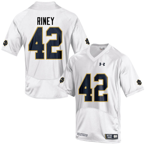 Men #42 Jeff Riney Notre Dame Fighting Irish College Football Jerseys-White